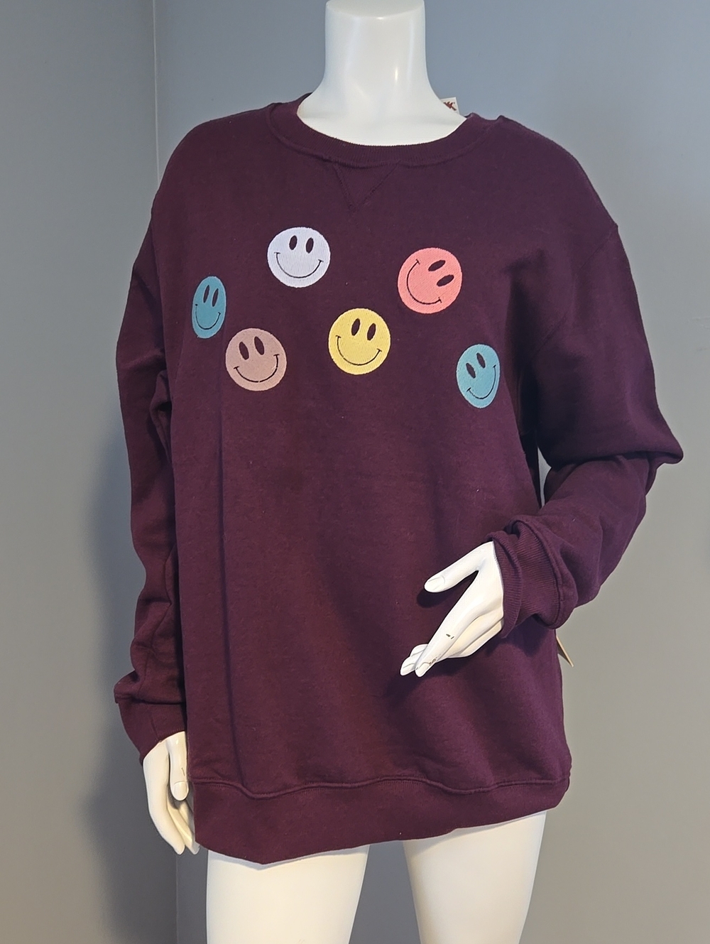 Cozy Recycled Threads "Choose Happy" Sweatshirt Sz L NWT